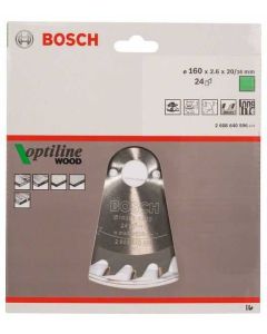 BOSCH List kružne testere Optiline Wood 160 x 20/16 x 2,6 mm, 24 2608640596, 160 x 20/16 x 2,6 mm - 2608640596