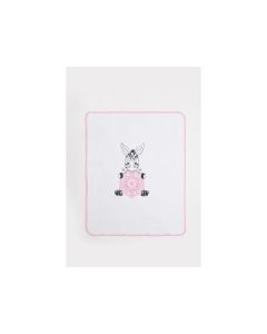 PARTIZAN Pamučni pokrivač za bebe 80x90cm, bela-roze - 3181-zebra