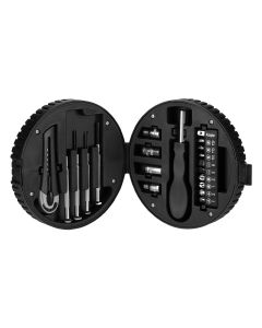 Set ručnih alata WHEEL – nastavci, 4 precizna odvijača, skalpel, kutija u obliku točka