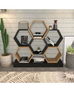 HANAH HOME Polica za knjige Cicek, crna/krem