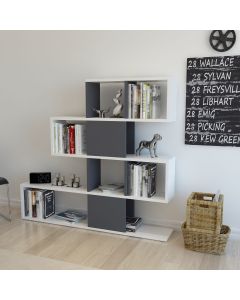 HANAH HOME Polica za knjige Karlin, bela/antracit