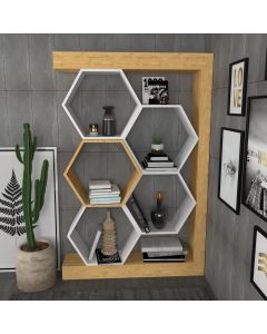 HANAH HOME Polica Artemis, svetlobraon/bela