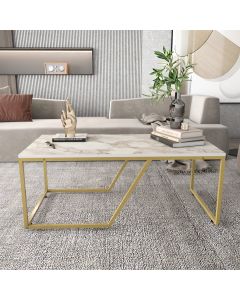 HANAH HOME Klub sto Wendy, bela/zlatna