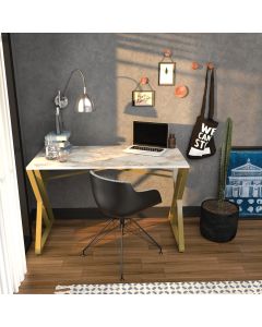 HANAH HOME Radni sto Gyza, bela/zlatna