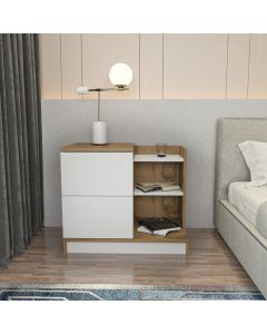 HANAH HOME Noćni ormarić Rena, bela/braon - 322RTC1641