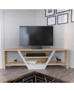 HANAH HOME Ugaona TV polica Sares, krem/bela