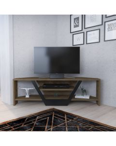HANAH HOME Ugaona TV komoda Sares, braon/crna - 322RTC2179