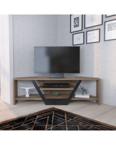 HANAH HOME Ugaona TV polica Sares, braon/crna