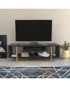 HANAH HOME TV polica Asal 120, crna/zlatna