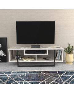 HANAH HOME TV polica Asal 120, mermer bela/crna