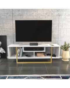 HANAH HOME TV polica Asal 120, bela/zlatna