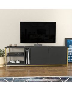 HANAH HOME TV komoda Primrose, antracit/zlatna - 322RTC2260