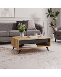 HANAH HOME Klub sto Century, svetlo braon/crna