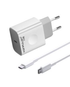 Kucni punjac KONFULON C69D+DC15 PD20W sa PD kablom Type C na Type C beli - 39191