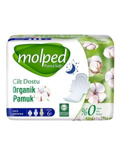 MOLPED Pure & Soft Night – higijenski ulošci od organskog pamuka (6 komada)