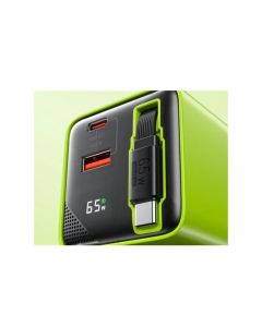 WEKOME Punjač WP-U39 Superbrzi, 2-porta USB (3.0 i 3.1 tip C) 65W sa displlejom, žuta