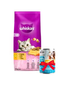 WHISKAS Suva hrana za mačke Piletina 14kg + Gratis FRENDI Konzerva Piletina 400g - 3549087-1