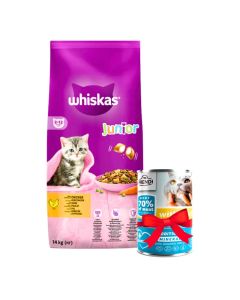WHISKAS Suva hrana za mačke Junior 14kg + Gratis FRENDI Konzerva Piletina 400g - 3549089-1