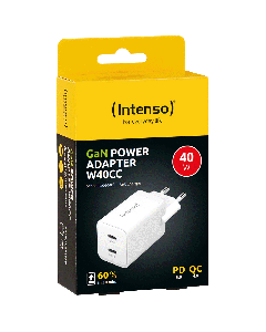 INTENSO Punjač kućni, brzi W40CC GaN 2 x USB-C, 3A, 40W - 35870