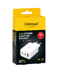 INTENSO Punjač kućni, brzi W65ACC GaN, 1 x USB-A, 2 x UCB-C, 3A, 65W - 35871