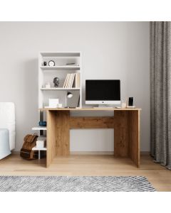 HANAH HOME Radni sto sa policom za knjige Aden, svetlobraon/bela