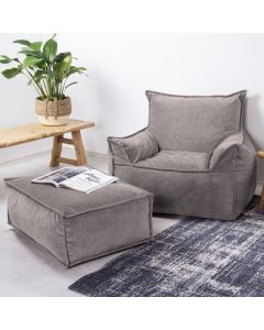 ATELIER DEL SOFA Fotelja i tabure Notre, svetlosiva