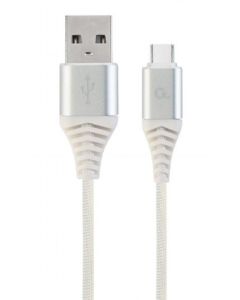 GEMBIRD USB Type-C kabl, pleteni, CC-USB2B-AMCM-2M-BW2, 2m, srebrna/bela - 38334