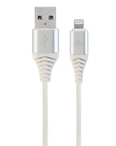 GEMBIRD USB kabl na Lightning, CC-USB2B-AMLM-1M-BW2, pleteni 1m, srebrna/bela - 38335