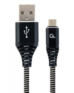GEMBIRD Micro-USB kabl, pleteni, CC-USB2B-AMmBM-2M-BW, 2m, crna/bela - 38339