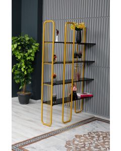 HANAH HOME Polica Sierra, crna/zlatna