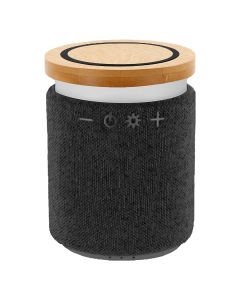 Bluetooth zvučnik RUMBA 5W sa bežičnim punjačem 15W i RGB svetlom – bambus, crni
