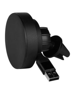 Auto držač i bežični punjač WADE 15W – magnetni, uvlačivi kabl, USB-A i Type-C izlaz, crni