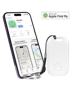 Find My privezak za ključeve KEY FINDER – Apple licenca, zvuk 100 dB, CR2032 do 12 meseci, beli