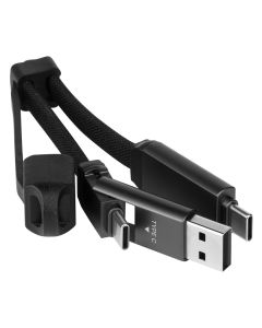 Mini USB kabl FELIX 2u1 60W – 21 cm, dodatak za kačenje, PD, crni