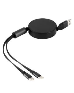 USB kabl MAX 2u1 sa dva Type-C izlaza 2x100W – IC čip, PD, aluminijum, crni