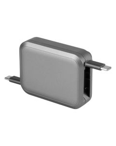 Uvlačivi kabl TROJAN 6u1 100W sa držačem za telefon – 5 konektora, PD, srebrni