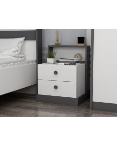 HANAH HOME Noćni ormarić Life, bela/antracit