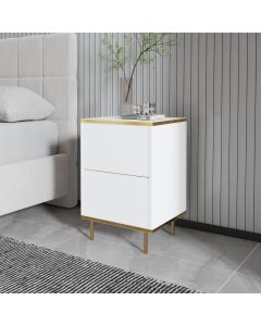 HANAH HOME Noćni ormarić Imaj, bela/zlatna