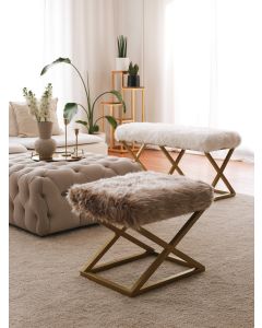 ATELIER DEL SOFA Tabure Capraz Pelush, zlatna/braon