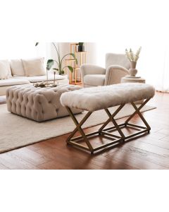 ATELIER DEL SOFA Klupa Capraz Pelush, zlatna/bela