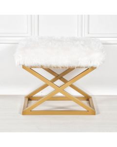 ATELIER DEL SOFA Tabure Capraz Plush, zlatna/bela