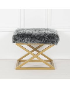 ATELIER DEL SOFA Tabure Capraz Plush, zlatna/siva