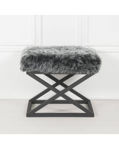 ATELIER DEL SOFA Tabure Capraz Plush, crna/siva