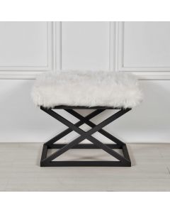 ATELIER DEL SOFA Tabure Capraz Plush, crna/bela