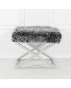 ATELIER DEL SOFA Tabure Capraz Plush, srebrna/siva