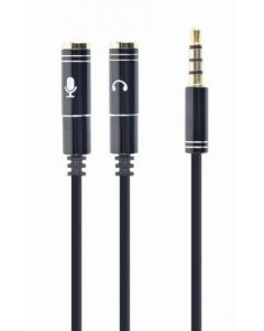 GEMBIRD Adapter CCA-417M 2x 3.5 mm, na 1x 3.5mm(4 pin) cable, 0.2m, crna - 20007