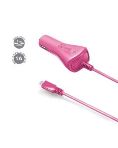 CELLY Auto punjač sa MICROUSB kablom, pink - CCMICROP