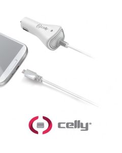 CELLY Auto punjač sa Micro USB kablom, bela - CCMICROW
