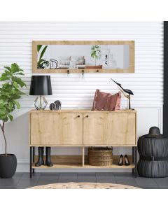 HANAH HOME Cipelarnik i ogledalo Blass, svetlobraon - 393MRD1126