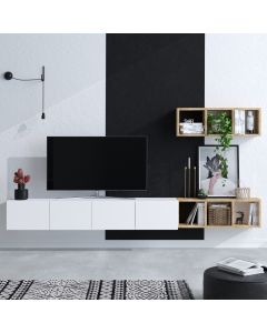 HANAH HOME TV komoda Pia, bela/svetlobraon - 393MRD1284